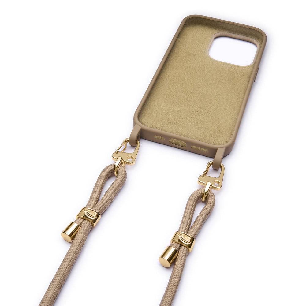 Capinha de celular com cordinha - Nora | Areia DOURADA - Cases Papaya